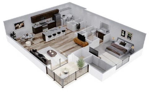 Floor plan for 1 bed, 1 bath, 925 sqft